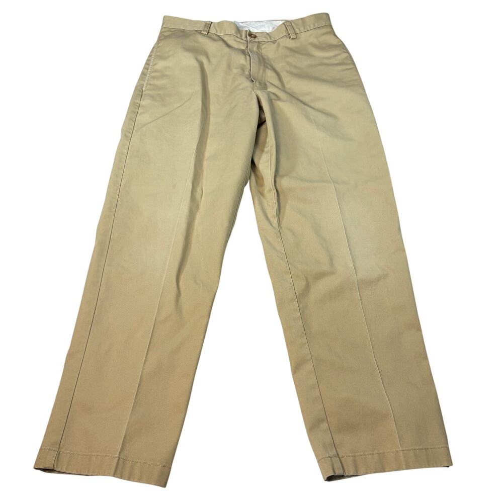 LL Bean mens Classic fit khaki chino flat front pants Size 32 x 29 preppy office